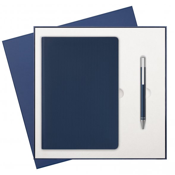 Подарочный набор Rain, синий (ежедневник, ручка) 