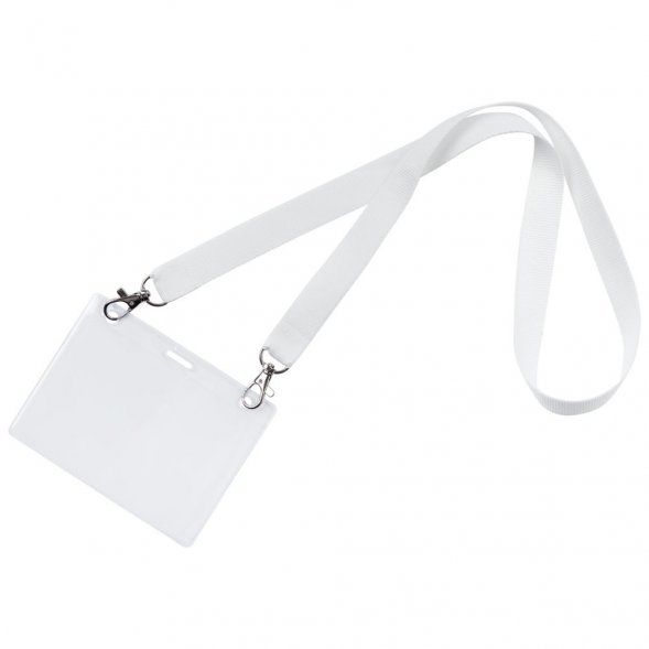 Лента для бейджа с 2 карабинами Carabine Duo, белая 