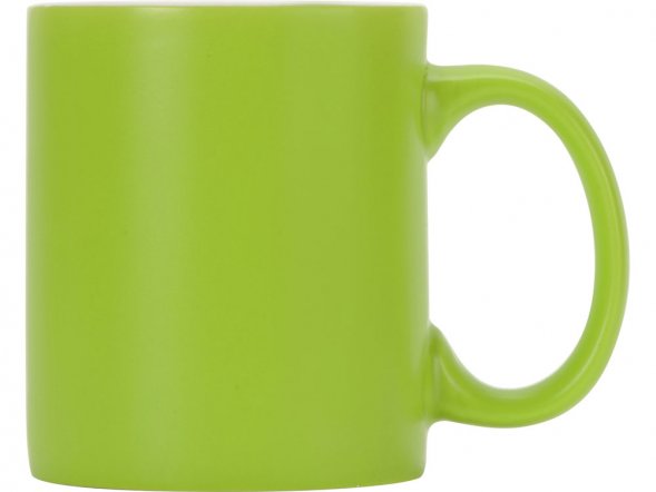 Матовая кружка Марко базовой формы, цветная снаружи, белая внутри, зеленое яблоко (P) 