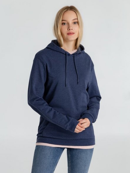 Толстовка с капюшоном унисекс Hoodie, синий меланж 