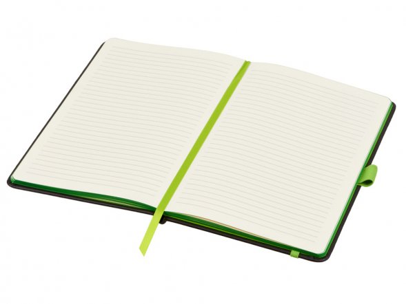 Блокнот ColorNote Black, твердая обложка A5, 80 листов, черный с зеленым яблоком 