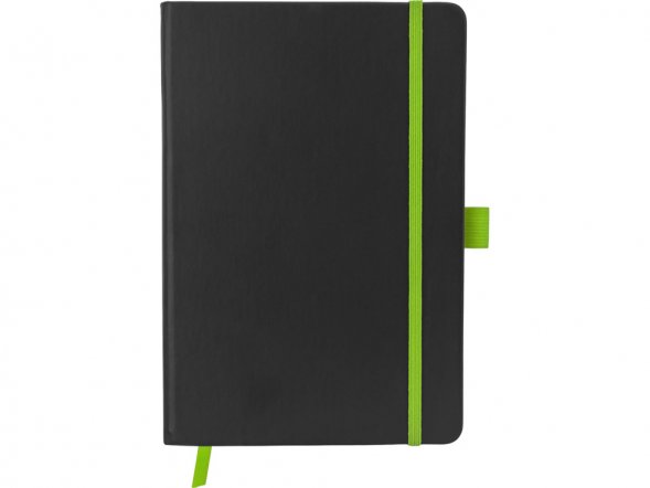 Блокнот ColorNote Black, твердая обложка A5, 80 листов, черный с зеленым яблоком 