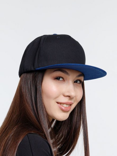 Бейсболка Foreside с прямым козырьком, черная с синим 