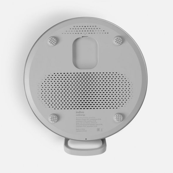 Bluetooth-колонка с беспроводной зарядкой и часами netEnergy, серая 