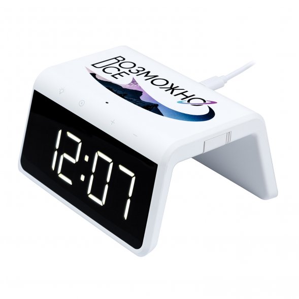 Настольные часы с подсветкой и беспроводной зарядкой 15W Flame, белый Возможно все 