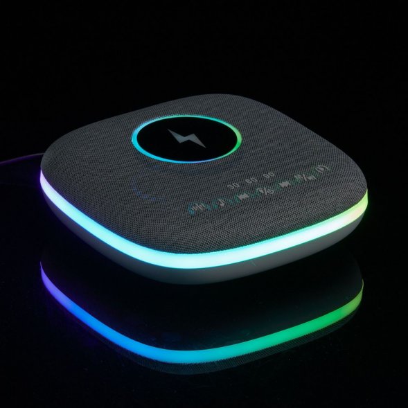 Bluetooth-колонка с беспроводной зарядкой и подсветкой Terrafonic, серая 