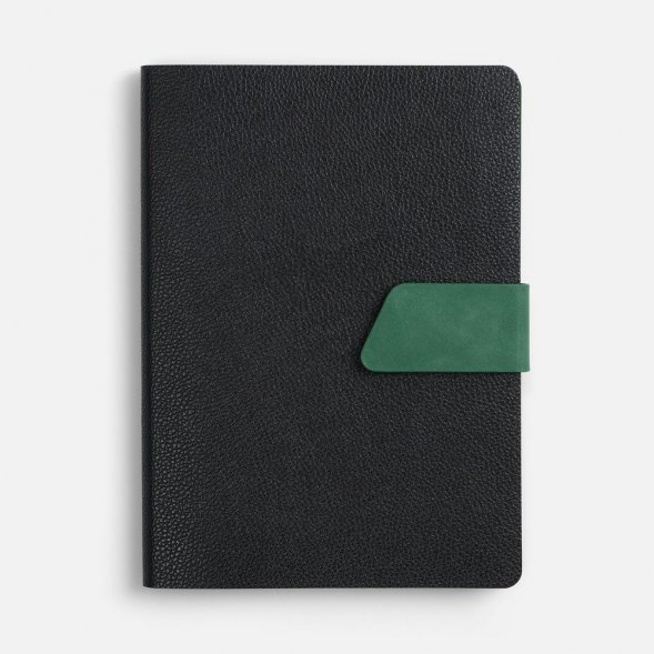 Ежедневник Boom, недатированный, черный с зеленым 