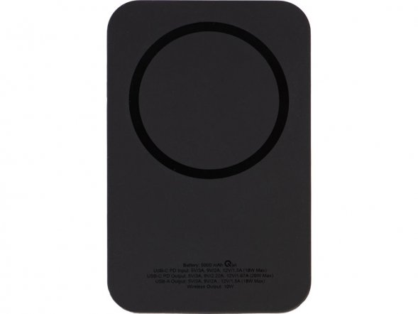 Магнитный беспроводной внешний аккумулятор MagnetIQ, 5000 mah, 10 W, черный 