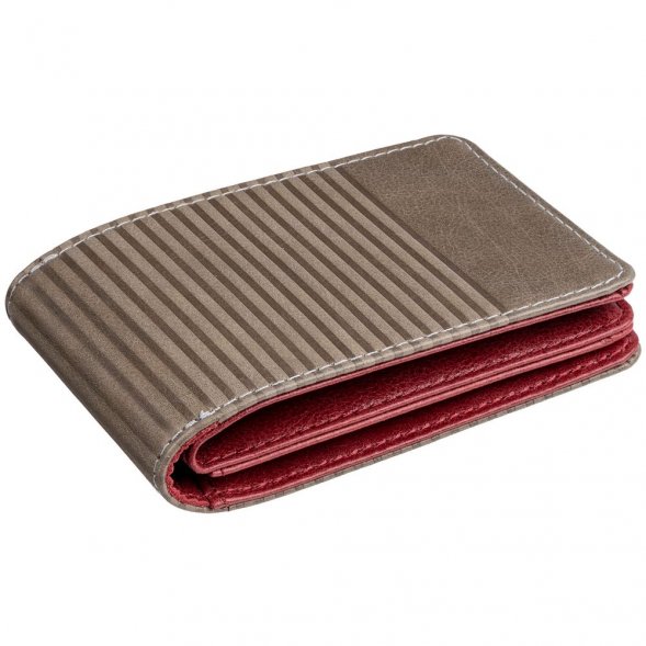 Футляр для карточек inCase, серый с бордовым 