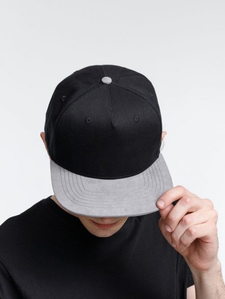 Бейсболка Foreside с прямым козырьком, черная с серым 