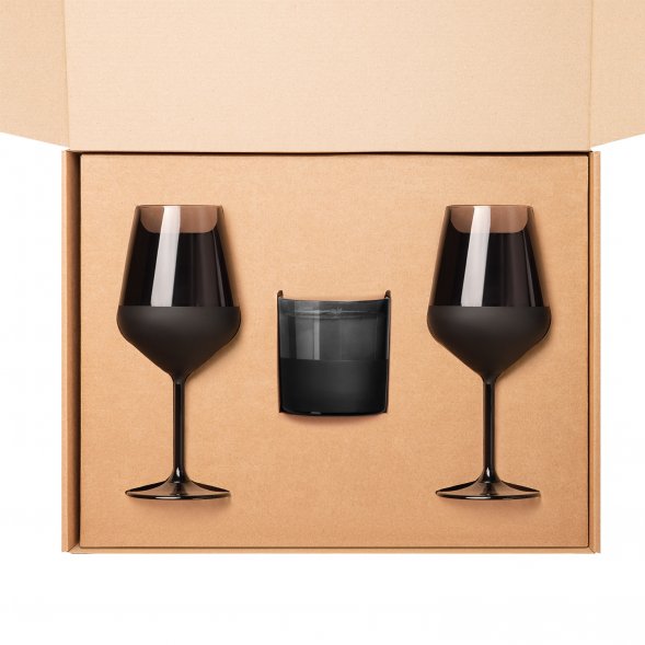 Доп. Ложемент ВЕРХНИЙ под свечу + 2 бокала для вина в большую универсальную коробку, крафт (арт. 21005.020) 