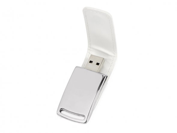 Флеш-карта USB 2.0 16 Gb с магнитным замком Vigo, белый/серебристый 
