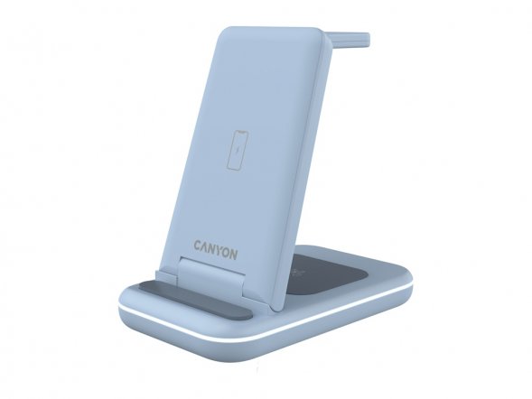 Беспроводное зарядное устройство 3-в-1 CANYON WS-304 (CNS-WCS304B), 15W, голубой 
