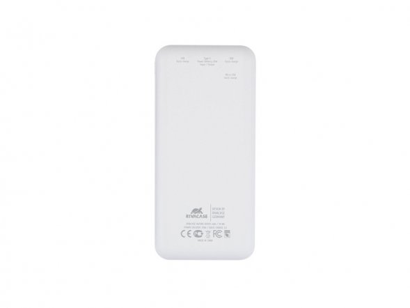 RIVACASE VA2580 (20 000mAh), QC/PD 20W внешний аккумулятор с дисплеем, белый /24 