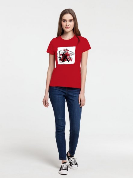 Футболка женская Carmen and Carwoman, красная 