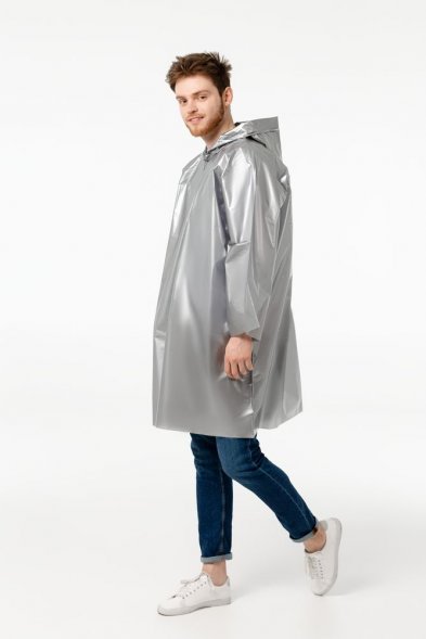 Дождевик-плащ CloudTime, серебристый 