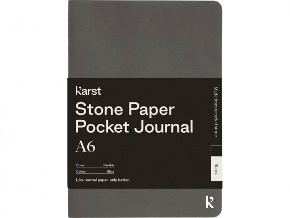 Карманная записная книжка-блокнот с мягкой обложкой Karst формата A6, листы без линования, slate gr 
