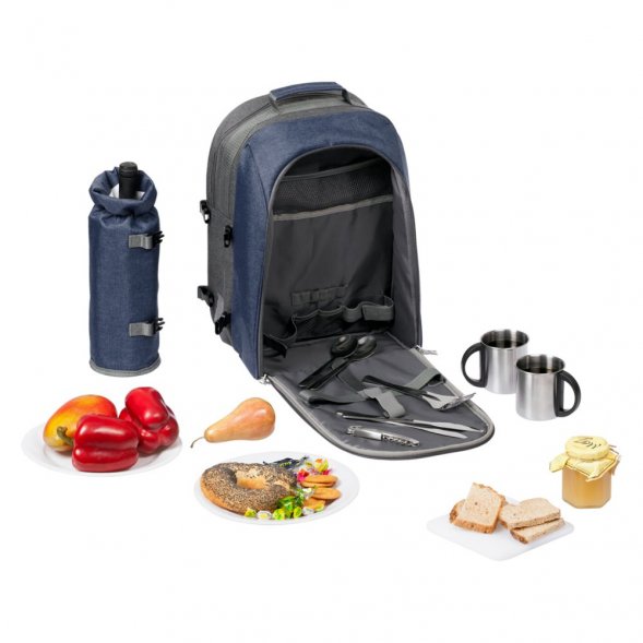Набор для пикника Fridag на 2 персоны, темно-синий с серым 
