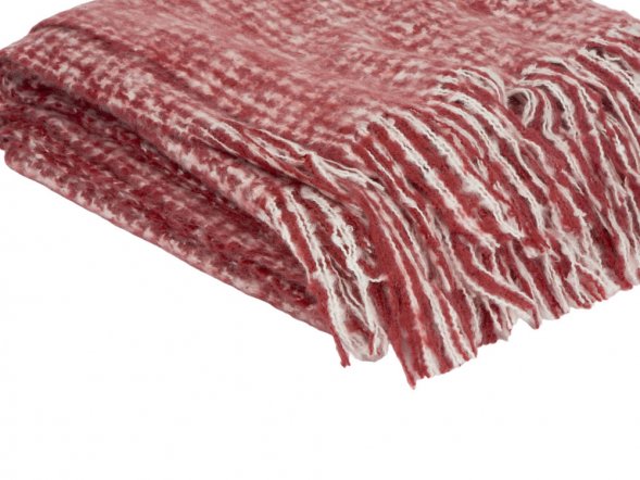 Акриловый плед Harp 130x180 см, белый/бордо 