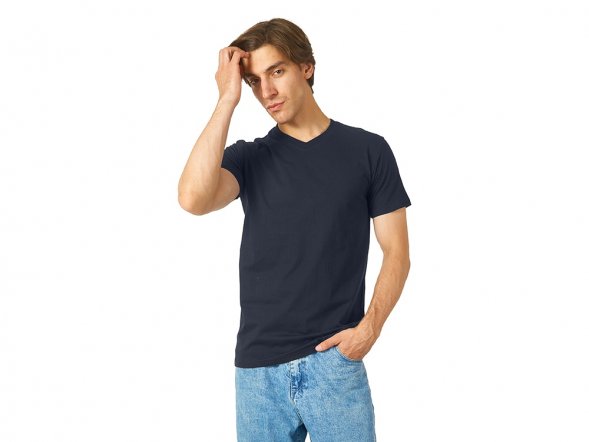 Футболка Heavy Super Club мужская с V-образным вырезом, темно-синий 