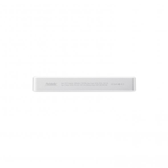 Внешний аккумулятор Atlantis PD Plus 10000mAh с функцией беспроводной зарядки 15W, серебряный 