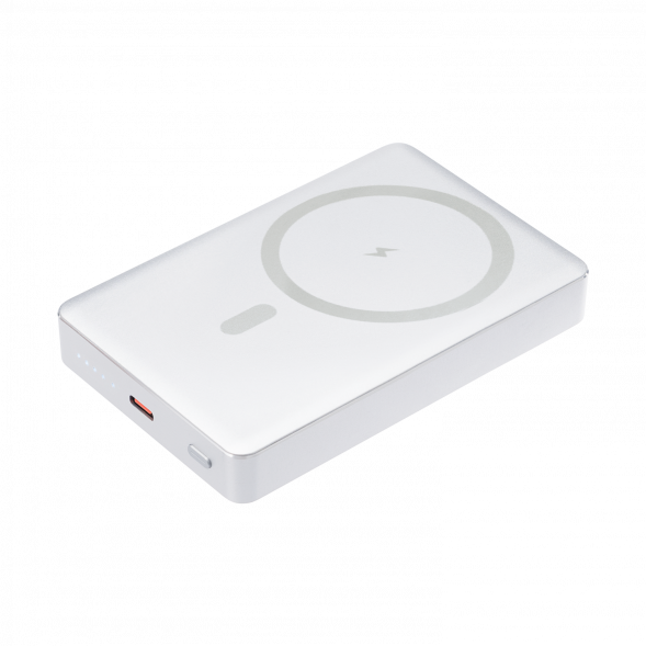 Внешний аккумулятор Atlantis PD Plus 10000mAh с функцией беспроводной зарядки 15W, серебряный 