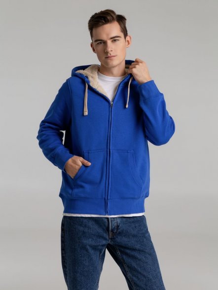 Толстовка унисекс на молнии Sherpa 280, ярко-синяя 