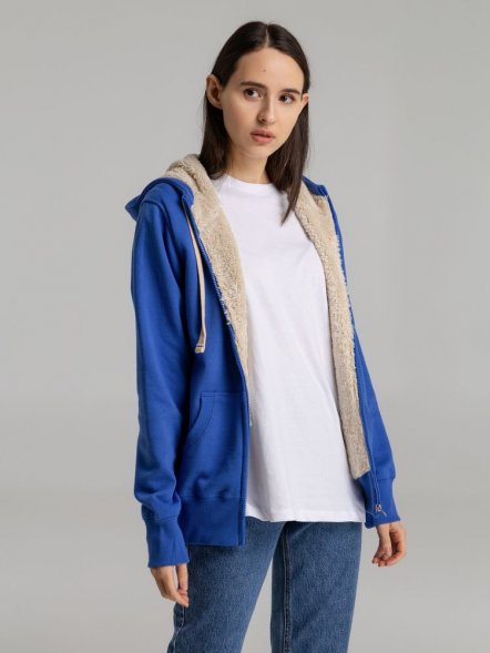 Толстовка унисекс на молнии Sherpa 280, ярко-синяя 