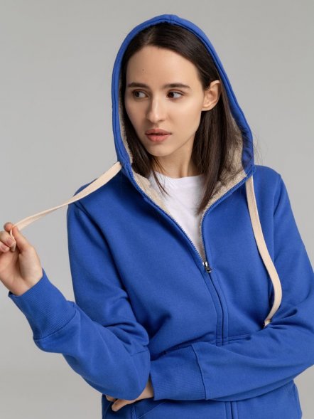 Толстовка унисекс на молнии Sherpa 280, ярко-синяя 