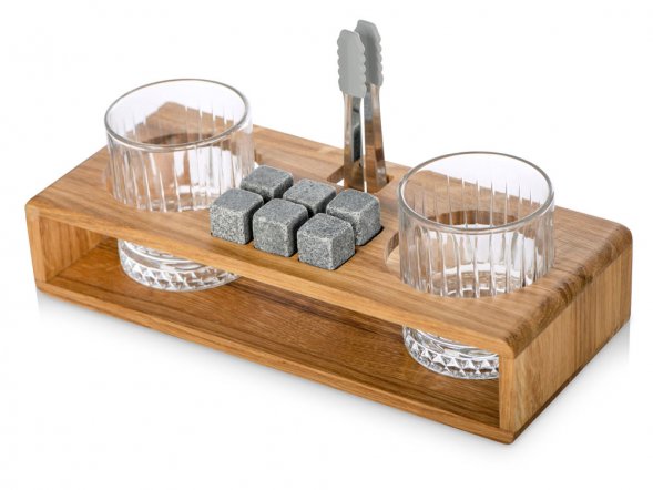 Набор для виски и коктейлей на подставке из дуба Whiskey Party 
