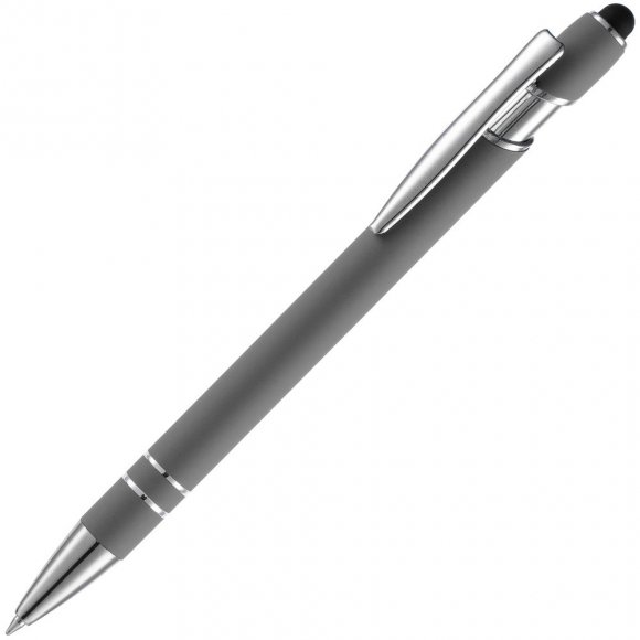 Ручка шариковая Pointer Soft Touch со стилусом, серая 