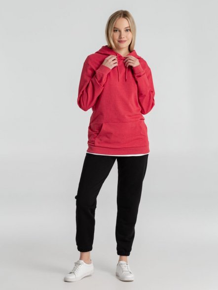 Толстовка с капюшоном унисекс Hoodie, красный меланж 