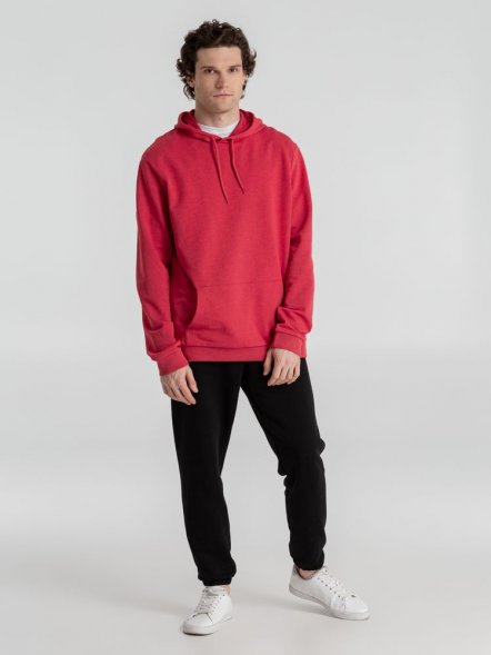 Толстовка с капюшоном унисекс Hoodie, красный меланж 