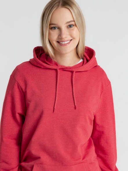 Толстовка с капюшоном унисекс Hoodie, красный меланж 