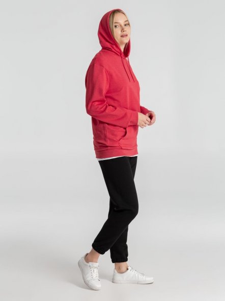 Толстовка с капюшоном унисекс Hoodie, красный меланж 