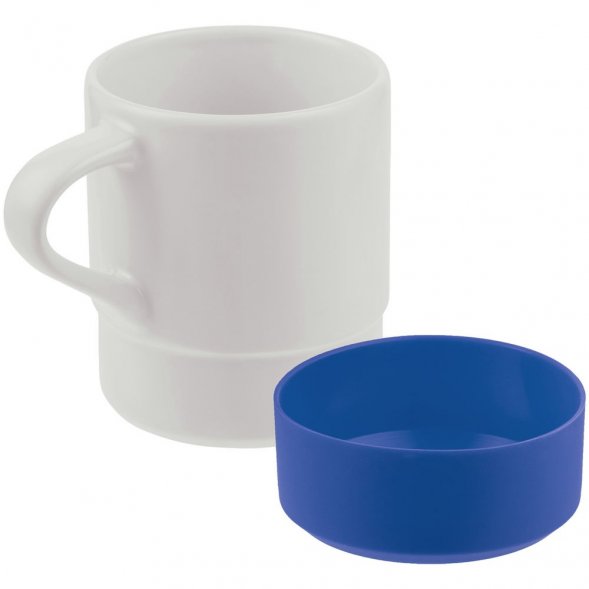Кружка с силиконовой подставкой Protege , синяя 
