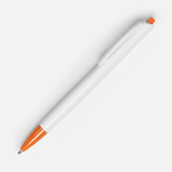Ручка шариковая Tick, белая с оранжевым 