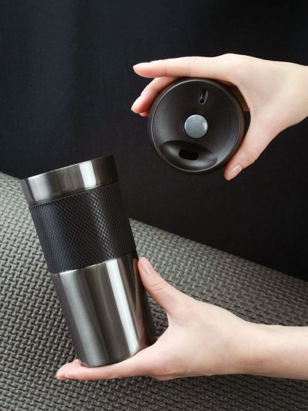 Термостакан Solingen Grip, серо-стальной 