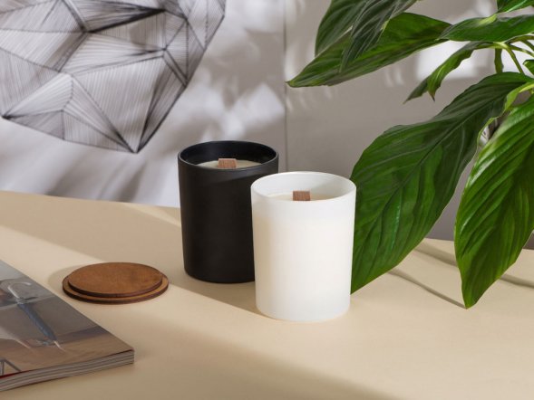 Свеча соевая ароматическая в стекле Niort, белая 