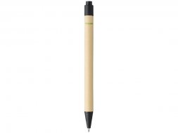 Шариковая ручка Berk из переработанного картона и кукурузного пластика, натуральный/черный