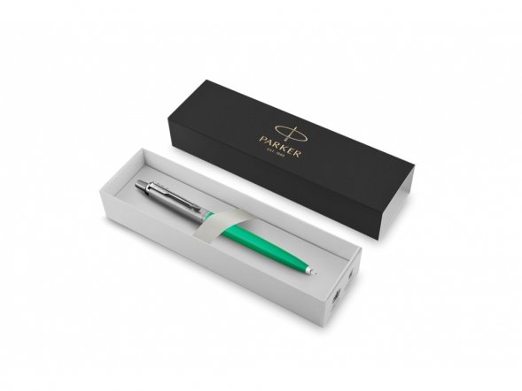 Шариковая ручка Parker Jotter, цвет GREEN, цвет чернил синий, толщина линии M , в подарочной коробке 