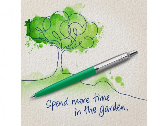 Шариковая ручка Parker Jotter, цвет GREEN, цвет чернил синий, толщина линии M , в подарочной коробке 