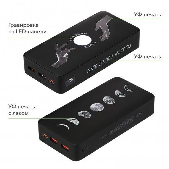 Внешний аккумулятор с подсветкой Ancor PD Plus 20000 mAh, черный 
