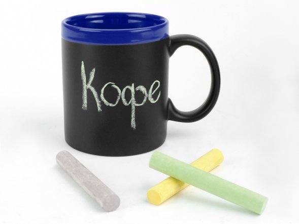 Кружка с покрытием для рисования мелом Да Винчи, черный/синий 