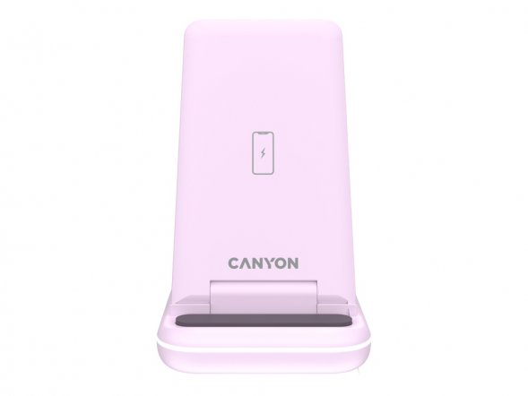 Беспроводное зарядное устройство 3-в-1 CANYON WS-304 (CNS-WCS304B), 15W, розовый 