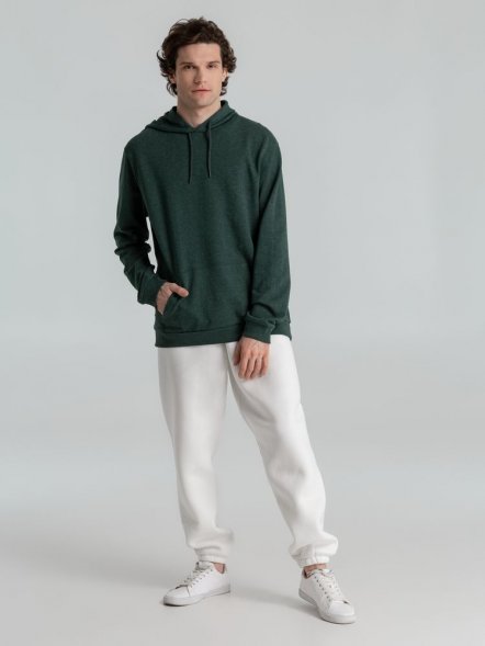 Толстовка с капюшоном унисекс Hoodie, темно-зеленый меланж 