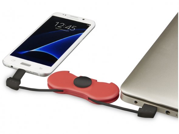 Спиннер с зарядными кабелями, красный 