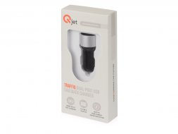 Адаптер автомобильный USB с функцией быстрой зарядки QC 3.0 TraffIQ, черный/серебристый