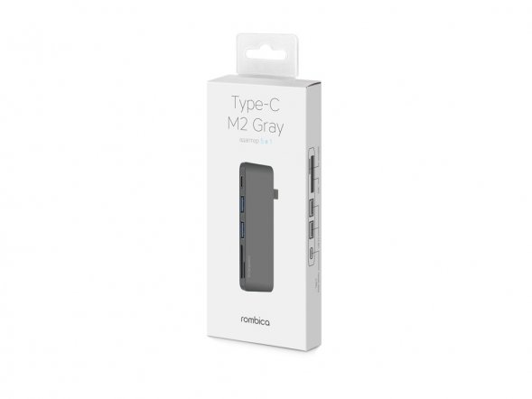 Сетевой USB адаптер/концентратор 5 в 1 Rombica Type-C M2, серый 