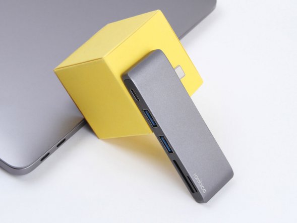 Сетевой USB адаптер/концентратор 5 в 1 Rombica Type-C M2, серый 